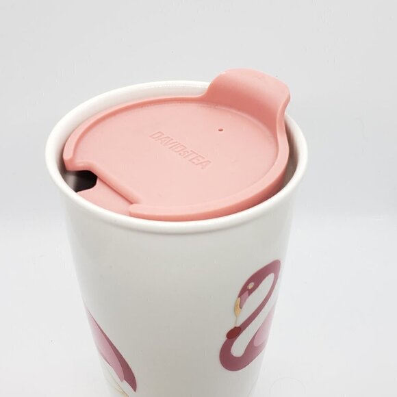 David's Tea Twisted Flamingo Christmas Ceramic Travel Cup Mug - Picture 4 of 6